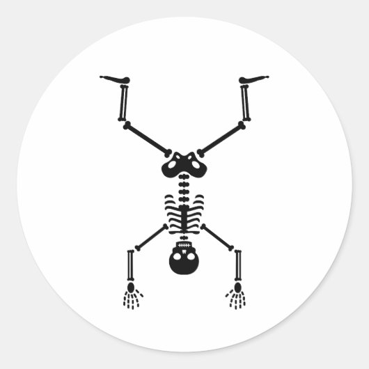 Funny skull doing handstand ラウンドシール (正面)