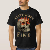 Funny Skull Flame Graphic Tee – Everything’s Fine Tシャツ (正面)