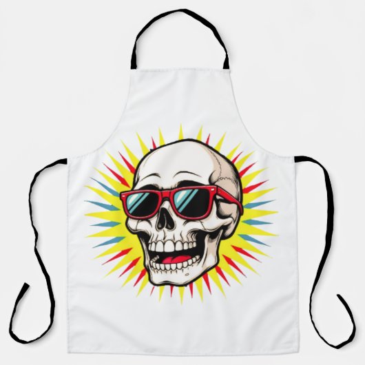 **Funny Skull With Sunglasses – Cartoon Laughing S エプロン (正面)