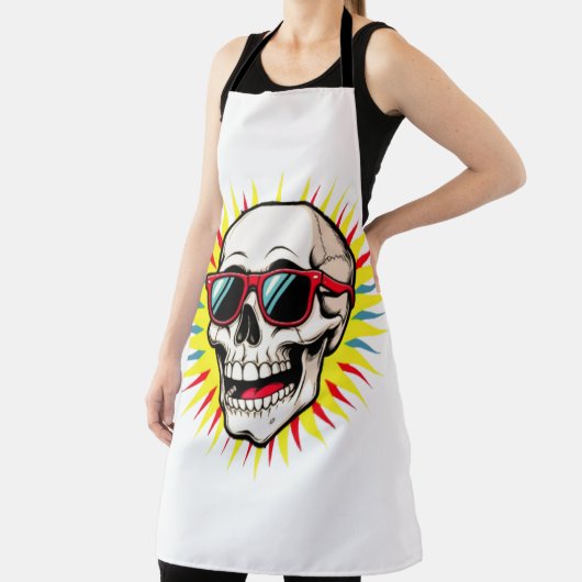 **Funny Skull With Sunglasses – Cartoon Laughing S エプロン (インサイチュ)