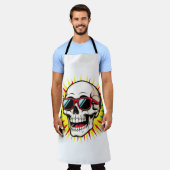 **Funny Skull With Sunglasses – Cartoon Laughing S エプロン (着用した状態)