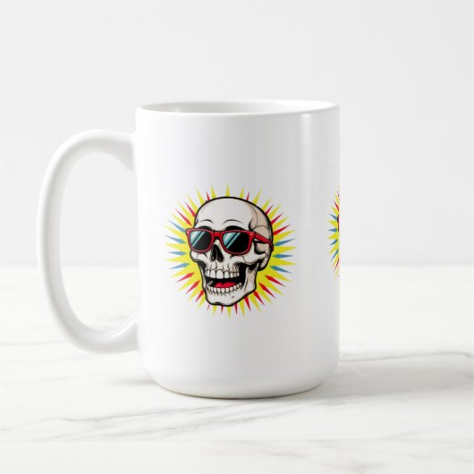**Funny Skull With Sunglasses – Cartoon Laughing S コーヒーマグカップ (左)