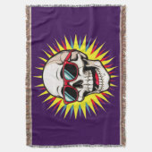 **Funny Skull With Sunglasses – Cartoon Laughing S スローブランケット (正面縦)