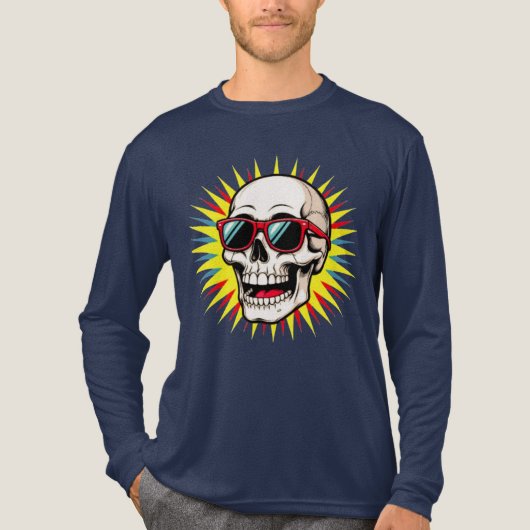 **Funny Skull With Sunglasses – Cartoon Laughing S トライブレンドTシャツ (正面)