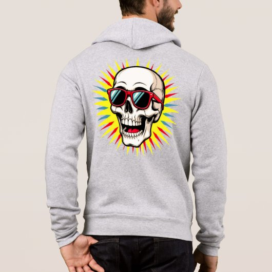 **Funny Skull With Sunglasses – Cartoon Laughing S パーカ (裏面)