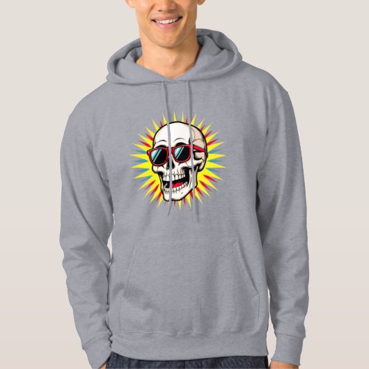 **Funny Skull With Sunglasses – Cartoon Laughing S パーカ (正面)