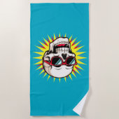 **Funny Skull With Sunglasses – Cartoon Laughing S ビーチタオル (正面)