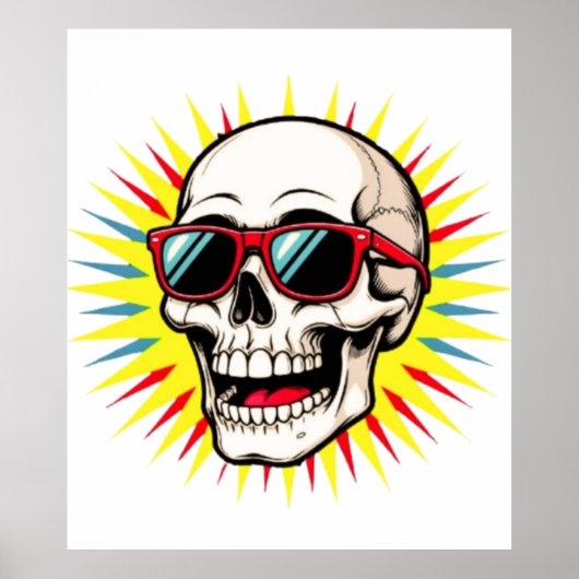 **Funny Skull With Sunglasses – Cartoon Laughing S ポスター (正面)