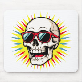 **Funny Skull With Sunglasses – Cartoon Laughing S マウスパッド