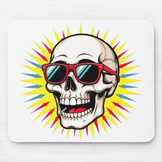 **Funny Skull With Sunglasses – Cartoon Laughing S マウスパッド (正面)
