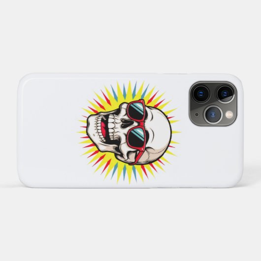 **Funny Skull With Sunglasses – Cartoon Laughing S Case-Mate iPhoneケース (裏面(横))