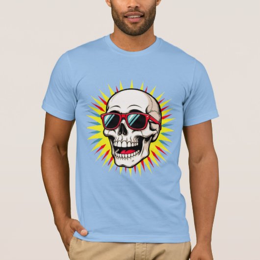 **Funny Skull With Sunglasses – Cartoon Laughing S Tシャツ (正面)