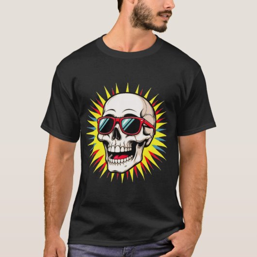 **Funny Skull With Sunglasses – Cartoon Laughing S Tシャツ (正面)