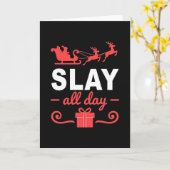 Funny Slay All Day Christmas Card Santa Sleigh Mem カード (黄色い花)