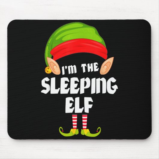 Funny Sleeng Elf Matching Family Group Pj Christma マウスパッド (正面)