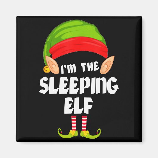 Funny Sleeng Elf Matching Family Group Pj Christma マグネット (正面)