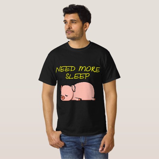 Funny Sleeping Pig Pajama for Bedtime  Tシャツ (正面フル)