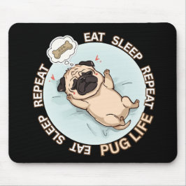 Funny Sleeping Pug Mouse Pad | Eat Sleep Repeat マウスパッド