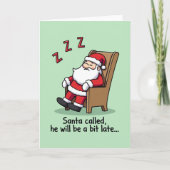 Funny Sleeping Santa Claus Cartoon Christmas Card カード (正面)