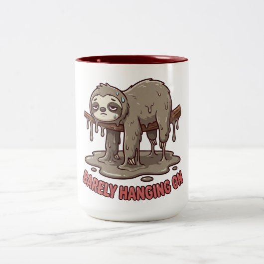 Funny Sleeping Sloth Melting Coffee Mug ツートーンマグカップ (中央)