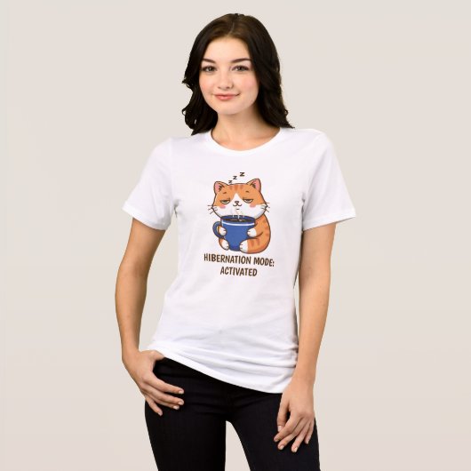 Funny Sleepy Cat Coffee Hibernation Mode トライブレンドＴシャツ (正面全面)