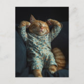 Funny Sleepy Ginger Kitty in PJs ポストカード (正面)