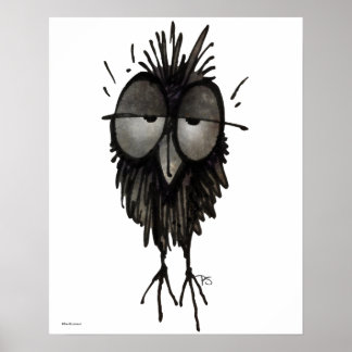 Funny Sleepy Owl ポスター