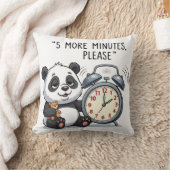 Funny Sleepy Panda Illustration with Alarm Clock  クッション (ブランケット)
