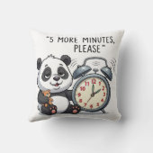 Funny Sleepy Panda Illustration with Alarm Clock  クッション (裏面)