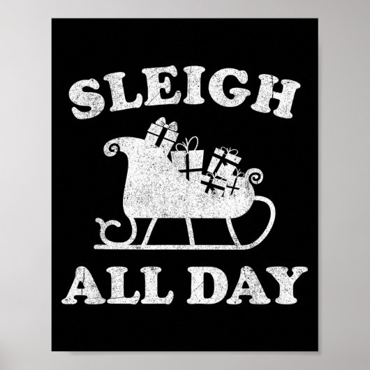 Funny Sleigh All Day Christmas In July Retro Vinta ポスター (正面)