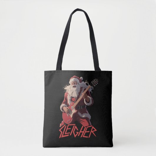 Funny Sleigher Metal Band Rock Santa Christmas トートバッグ (正面)