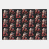 Funny Sleigher Metal Band Rock Santa Christmas ラッピングペーパーシート (正面)