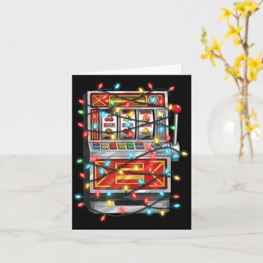 Funny Slot Machine Christmas Graphics Lights Lover カード (黄色い花)