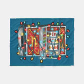 Funny Slot Machine Christmas Graphics Lights Lover フリースブランケット (正面(横))
