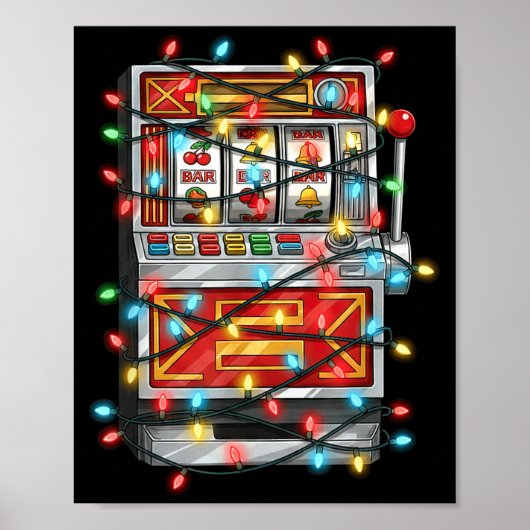 Funny Slot Machine Christmas Graphics Lights Lover ポスター (正面)