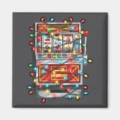 Funny Slot Machine Christmas Graphics Lights Lover マグネット (正面)