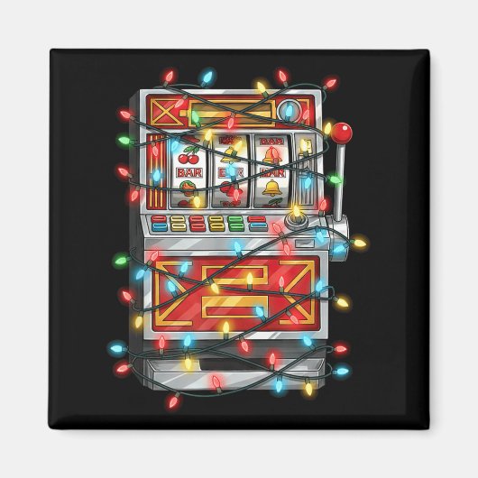 Funny Slot Machine Christmas Graphics Lights Lover マグネット (正面)