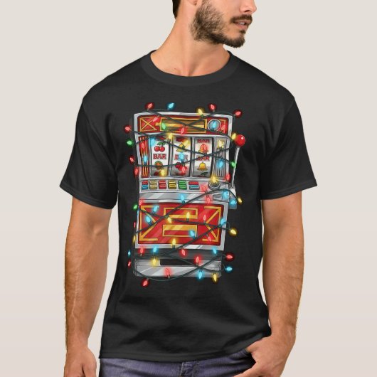 Funny Slot Machine Christmas Graphics Lights Lover Tシャツ (正面)
