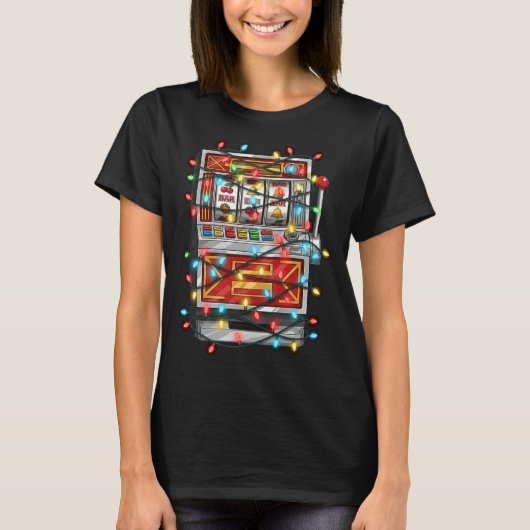 Funny Slot Machine Christmas Graphics Lights Lover Tシャツ (正面)