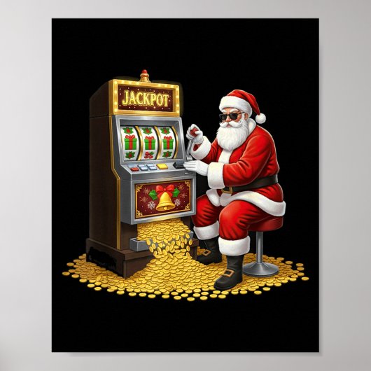 Funny Slot Machine Santa Christmas Graphic Casino ポスター (正面)