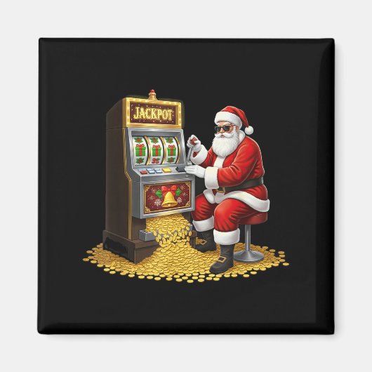Funny Slot Machine Santa Christmas Graphic Casino  マグネット (正面)