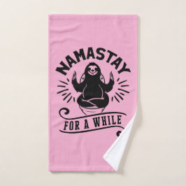 Funny Sloth Bathroom Humor Namastay ハンドタオル