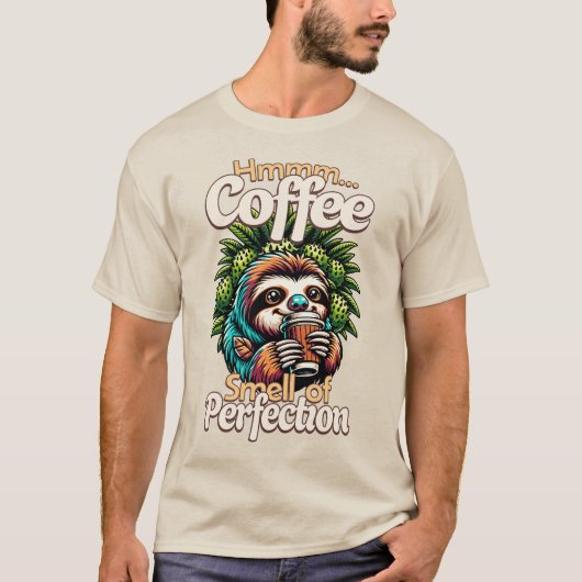 Funny Sloth Coffee Drinker T-Shirt Tシャツ (正面)