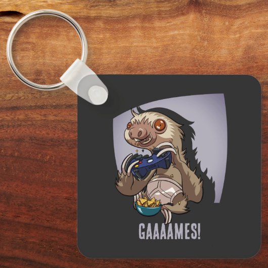Funny Sloth Computer Gamer Gaaaames! Video Games キーホルダー (正面)