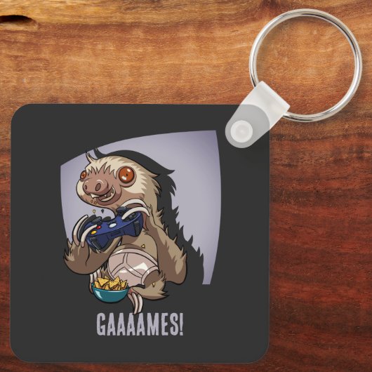 Funny Sloth Computer Gamer Gaaaames! Video Games キーホルダー (裏面)