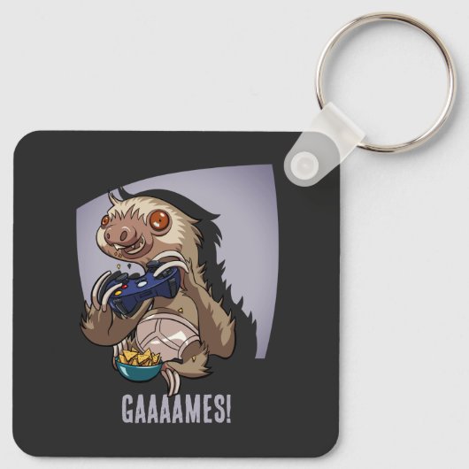 Funny Sloth Computer Gamer Gaaaames! Video Games キーホルダー (裏面)