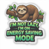 Funny Sloth Energy Saving Mode Sticker シール (正面)