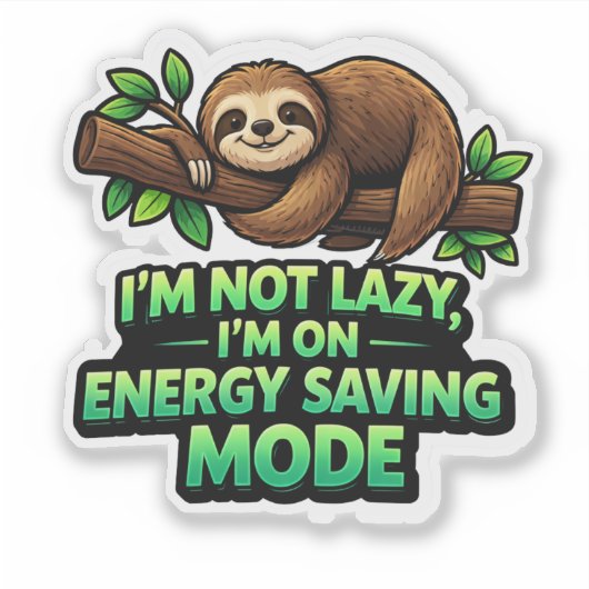 Funny Sloth Energy Saving Mode Sticker シール (正面)