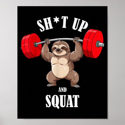 Funny Sloth Fitness Squating Workout Weightlifting ポスター (正面)