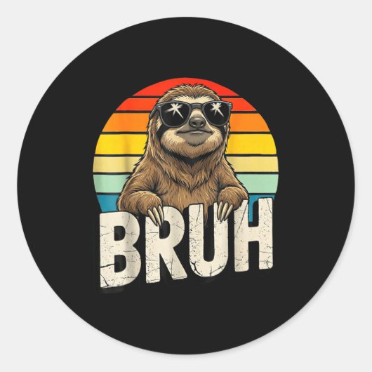 Funny Sloth Graphic Meme Lover Bruh Sloth Lovers  ラウンドシール (正面)